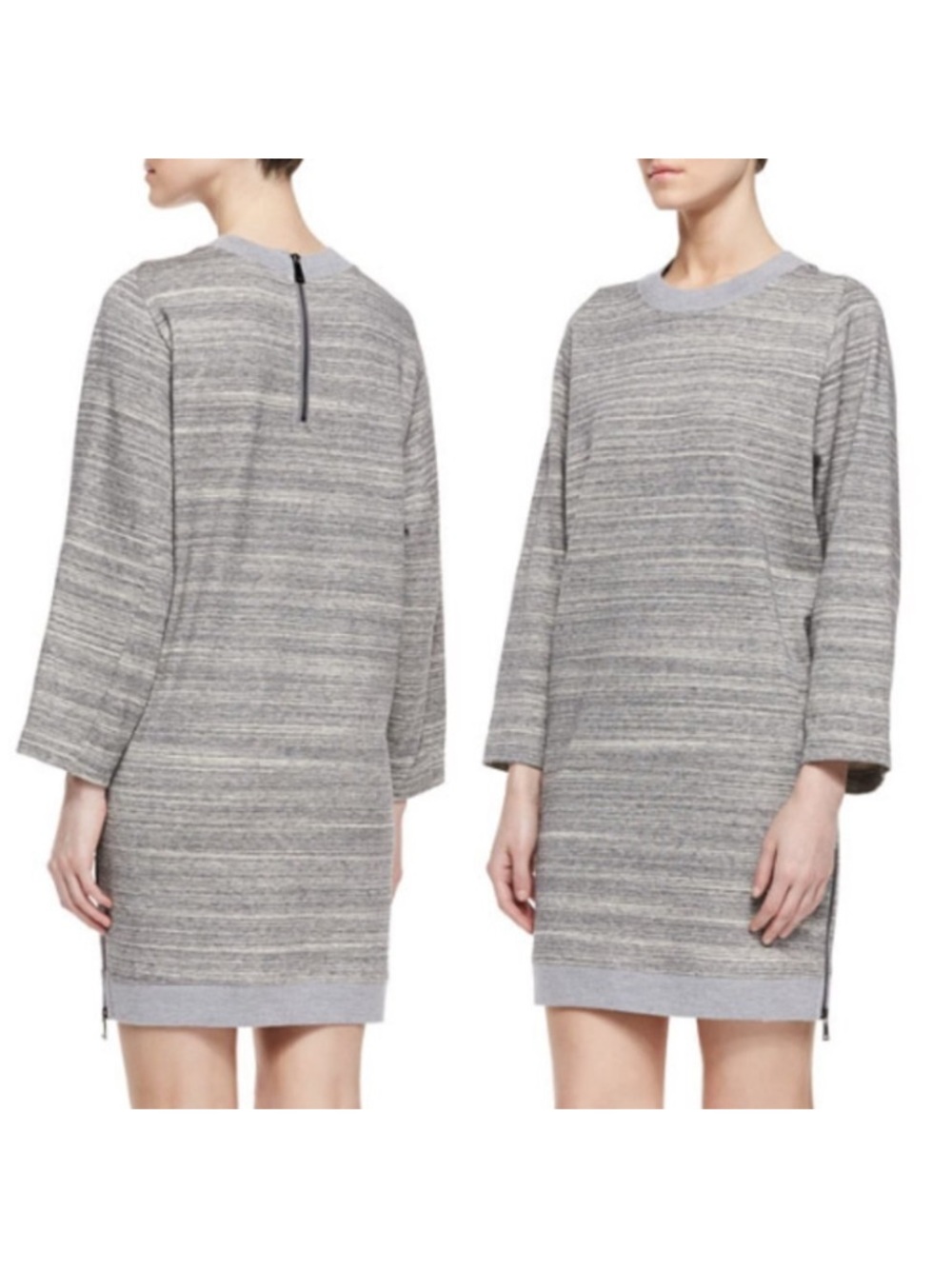 Vince Melange Ribbed Knit Dress Heather Gray Size Small
